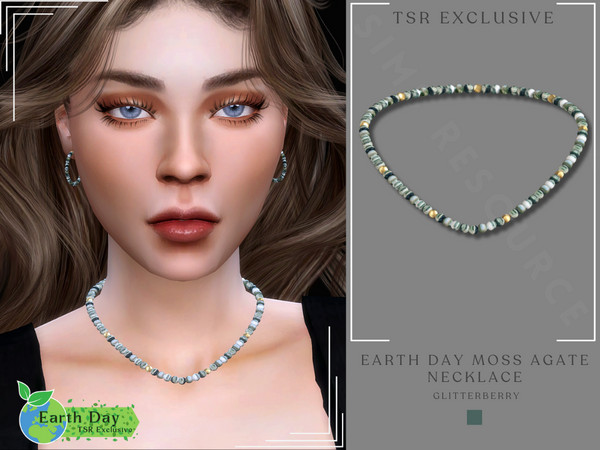 The Sims Resource - Earth Day Moss Agate Necklace