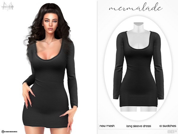 The Sims Resource - Long Sleeve Dress MC570