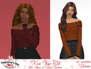 Sims 4 — Xos Top by Dissia — Stripes bare shoulders long sleeves ribbed top