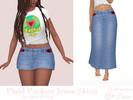 Sims 4 — Plaid Pockets Jeans Skirts Set by Dissia — Mid waist denim long or short skirt with plaid pockets at front and