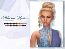 Sims 4 — Athena Hair V1 by Lewbertsn00tles — An elegant, messy bun with long curly strands. Maxis Match