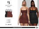 Sims 4 — Textured Cowl Front Mini Dress by Bill_Sims — This dress features a cowl front neckline and cross-back straps in