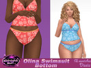 Sims 4 — Olina Swimsuit Bottom by Dissia — Low waist floral pattern swimwear panties
