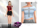 Sims 4 — SLOPED-SHOULDER T-SHIRT by ZNsims — slightly sloped shoulders, cross-shaped design, T-shirt, short style, fitted