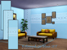 Sims 4 — Relaxed in Blue SET by matomibotaki — Soft blue tones and cheerful borders lend the room a relaxed and