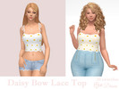 Sims 4 — Daisy Bow Lace Top by Dissia — Lace tank top with daises and tied straps