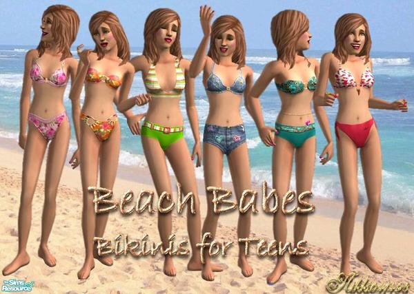 The Sims Resource - Beach Babes Bikinis for Teens