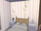 Sims 4 — Floral Stripes by lavilikesims — A set of 3 matching walls with flowers and vertical stripes in 4 colours, all
