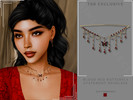 Sims 4 — Blood Red Butterfly Statement Necklace by Glitterberryfly — A statement gold necklace with red gemstones