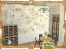 Sims 4 — Countryside Charm - Leaf Shadow Mural by lavilikesims — A set of 3 walls (brown and green with white panel,