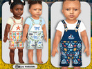 Sims 4 — Infant Summer Day Overall and Sneakers by Pelineldis — Kids fashion clothing: five overalls and sneakers for