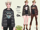 Sims 4 — COUNTRYSIDE CHARM - ALYS - Shirt by Helsoseira — Style - Long sleeve plaid shirt with tee top
