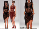 Sims 4 — Layla - Dark Romance Asymmetrical Lace Dress by Layla — Asymmetrical sheer floral lace dress with built-in micro