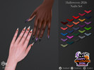 Sims 4 — 2026 Halloween Nails Set by LVNDRCC — Set of intense long stiletto nails, in dark, gothic and romantic shades.