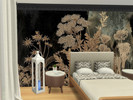 Sims 4 — Midnight Florals Mural Wall by lavilikesims — A large floral mural, in 5 sections, with plain walls to match,