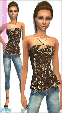 The Sims Resource - brown top with jeans recolor of teen 001