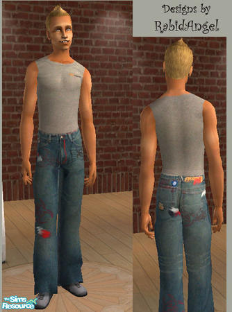 The Sims Resource - Akademiks Toxic print Baggy Jeans