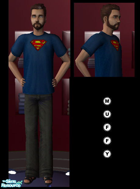 The Sims Resource - Blue Superman T-Shirt and Jeans