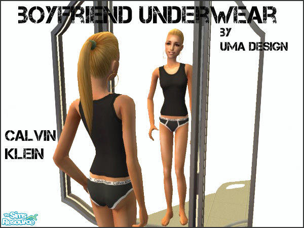 The Sims Resource - Calvin Klein Boyfriend Underwear for Teen Girls - Black