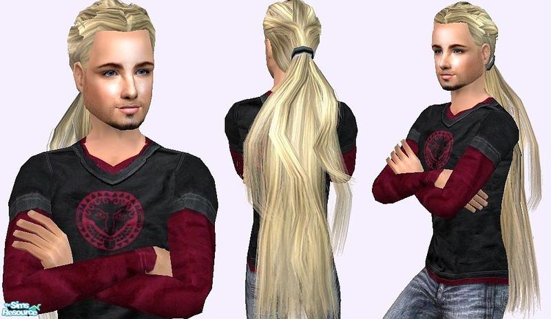 The Sims Resource - ~AXE MAN~ Long Hair for Sim Guys - Blond